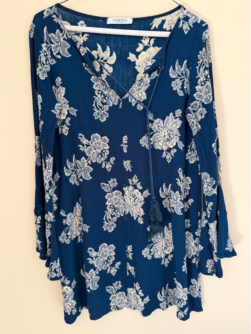 L Solemio boho dress, bell sleeves, Rayon